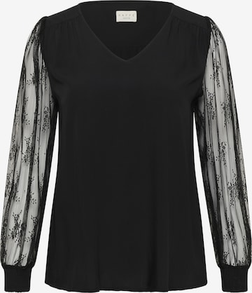 KAFFE CURVE Blouse 'Freya' in Zwart: voorkant