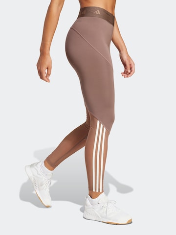 ADIDAS PERFORMANCE Skinny Sportovní kalhoty 'Hyperglam' – hnědá