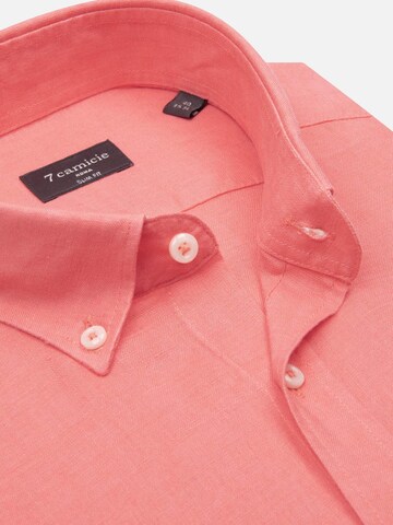 Slim fit Camicia business 'Leonardo Linen Man Shirt Pink' di 7Camicie in rosso