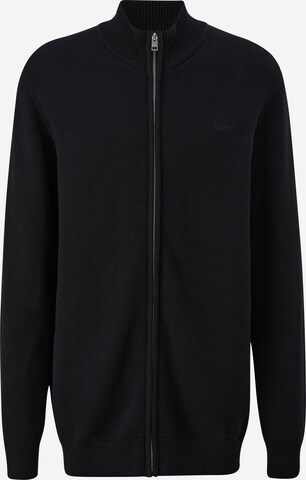 s.Oliver Men Tall Sizes Knit Cardigan in Black: front