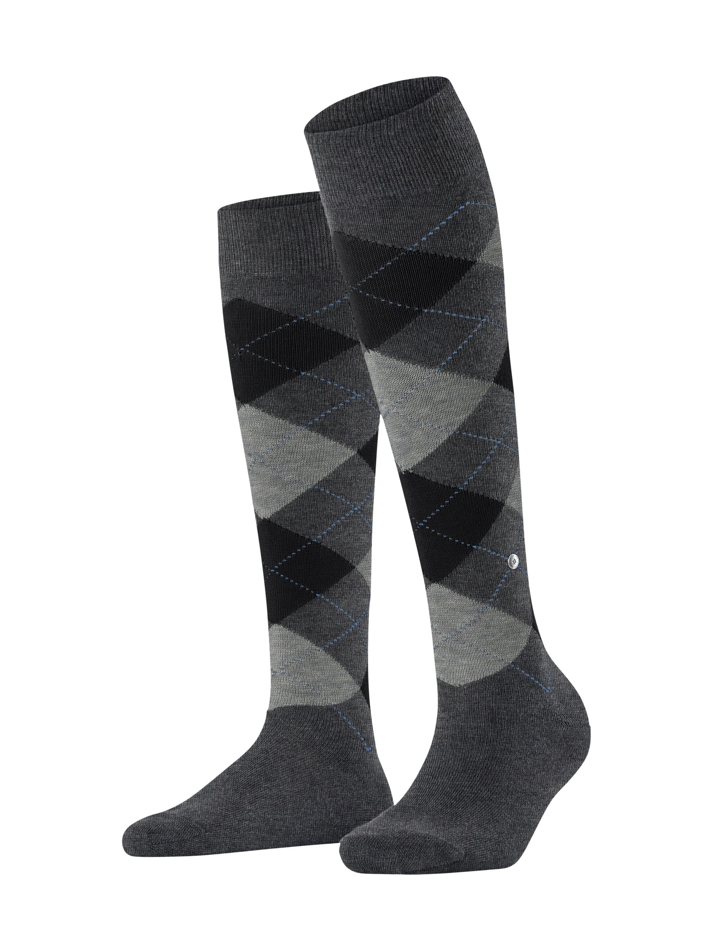BURLINGTON Over the Knee Socks 'Queen' in Grey: front