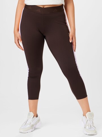 ADIDAS PERFORMANCE Skinny Workout Pants 'Hyperglam Techfit' in Brown: front