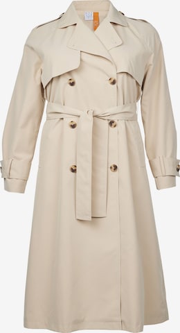 Rock Your Curves by Angelina K. Between-Seasons Coat in Beige: front