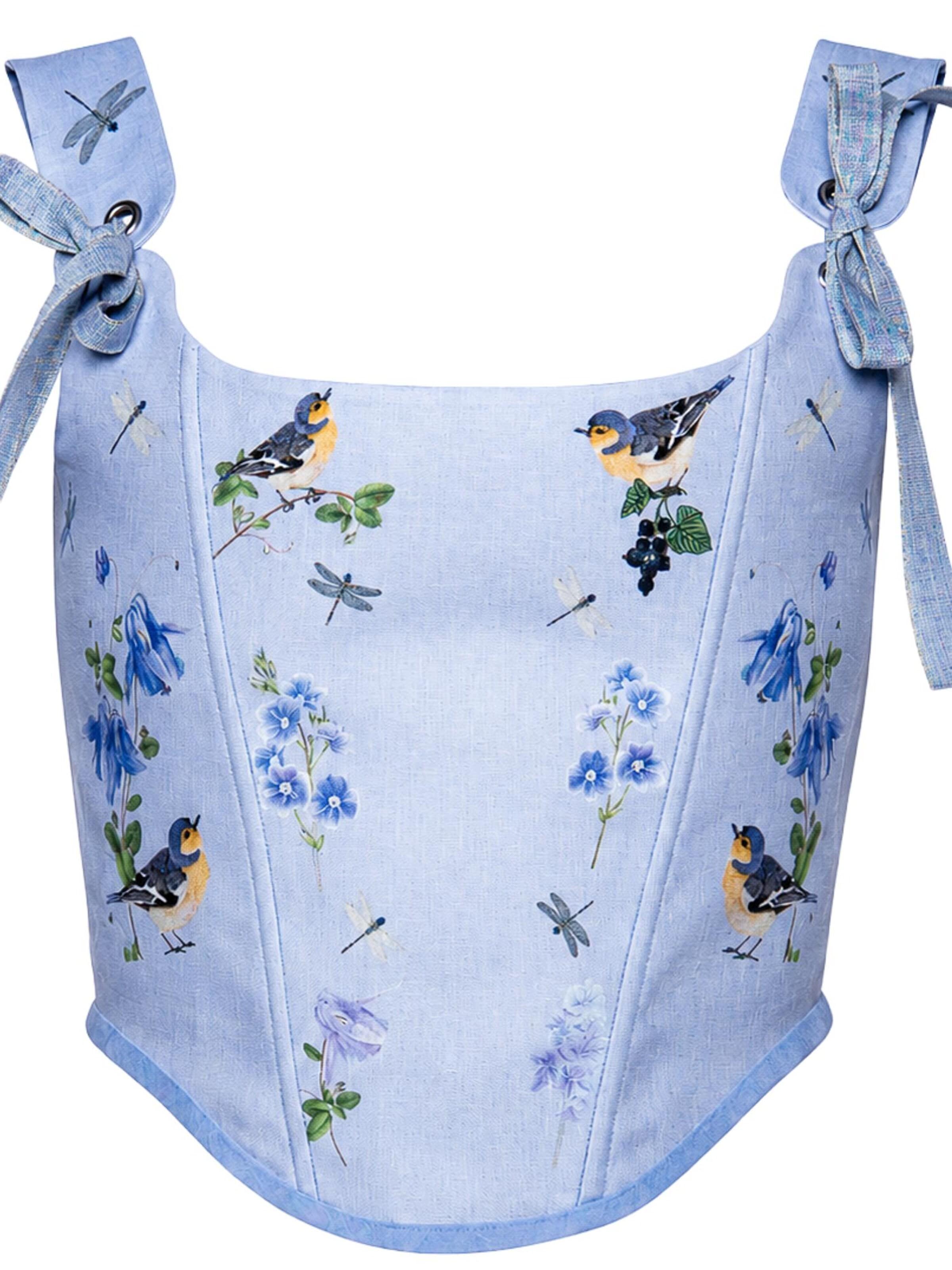 Corsage 'Songbird Bloom' VIADALINNO en bleu : devant