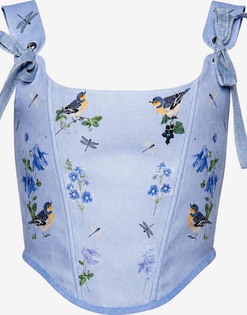 Corsage 'Songbird Bloom' VIADALINNO en bleu : devant