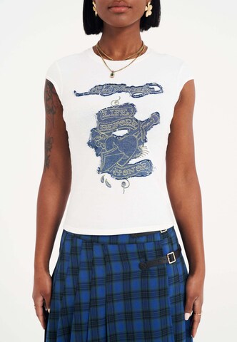 Maglietta 'Life Before Honor' di Ed Hardy in bianco: frontale