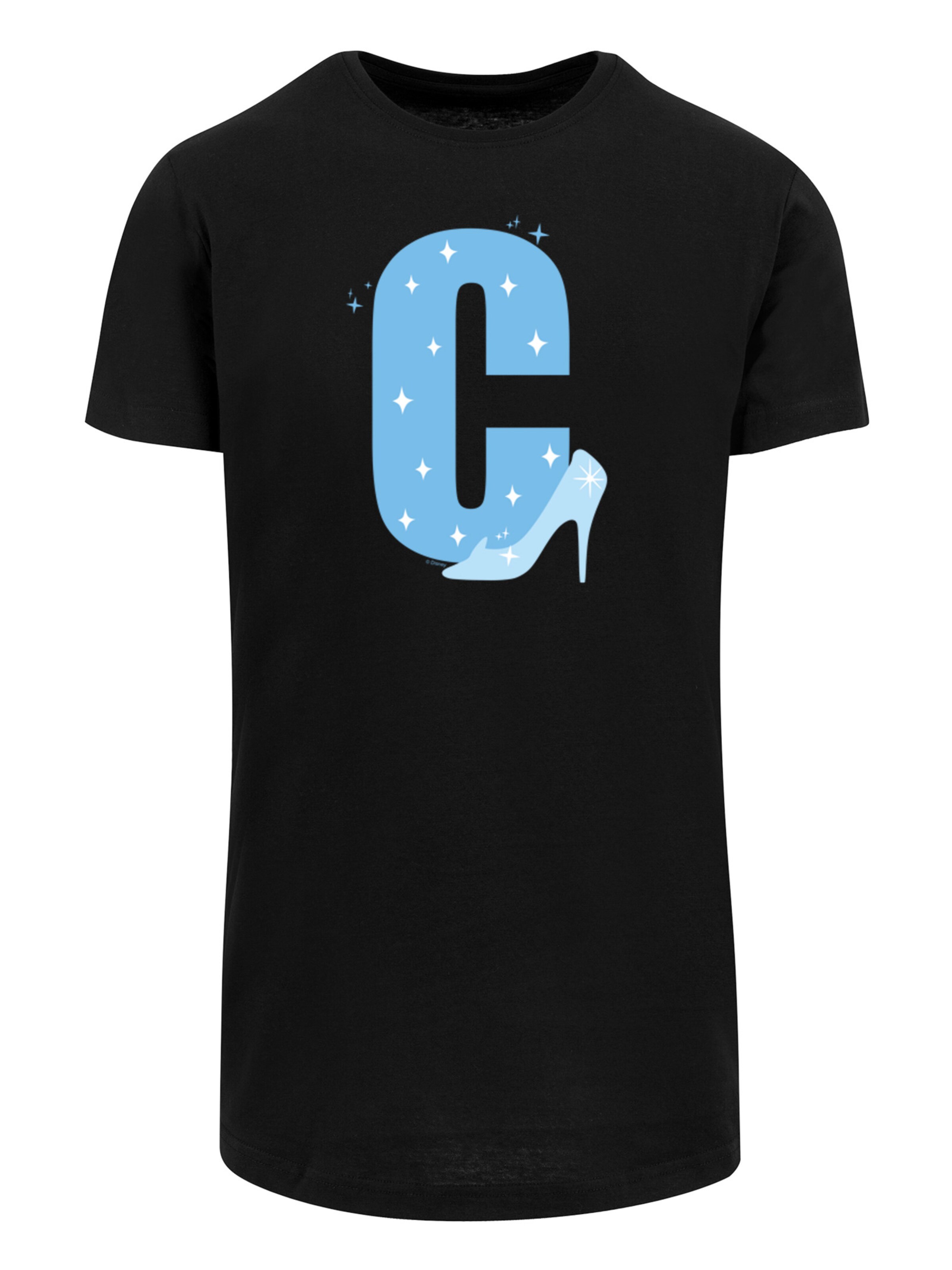 F4NT4STIC Shirt 'Disney Alphabet C Is For Cinderella' in Zwart: voorkant