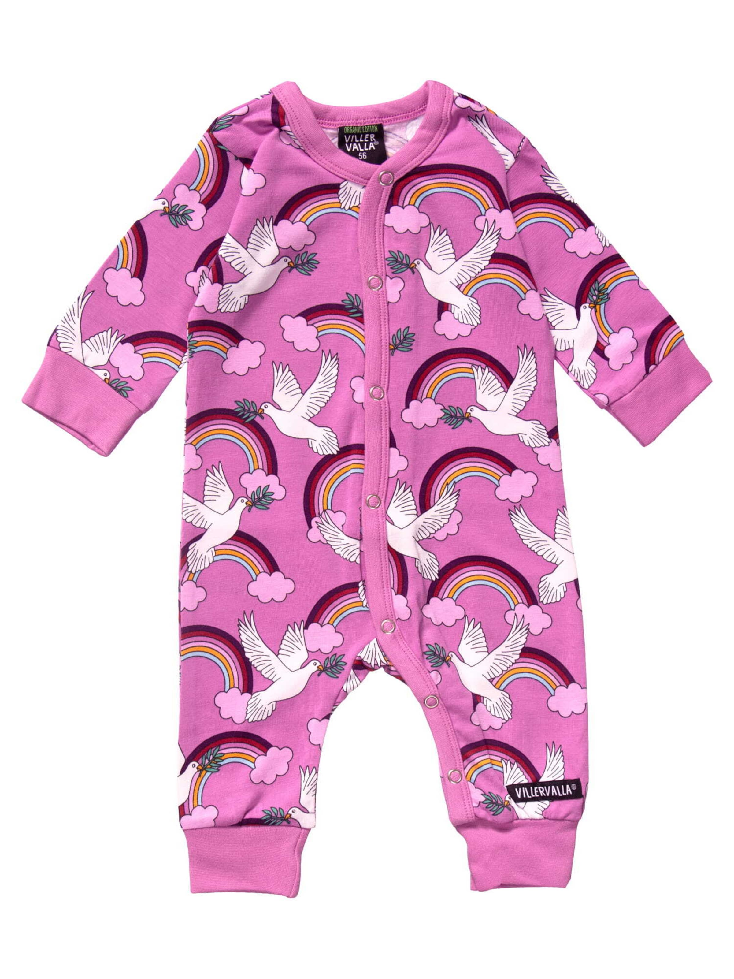 Villervalla Romper/Bodysuit 'Peace' in Pink: front