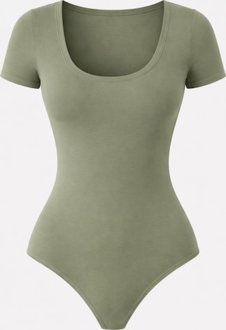 Body 'Leafletic Women’s Short Sleeve U-Neck Bodysuit' di LEAFLETIC in verde: frontale