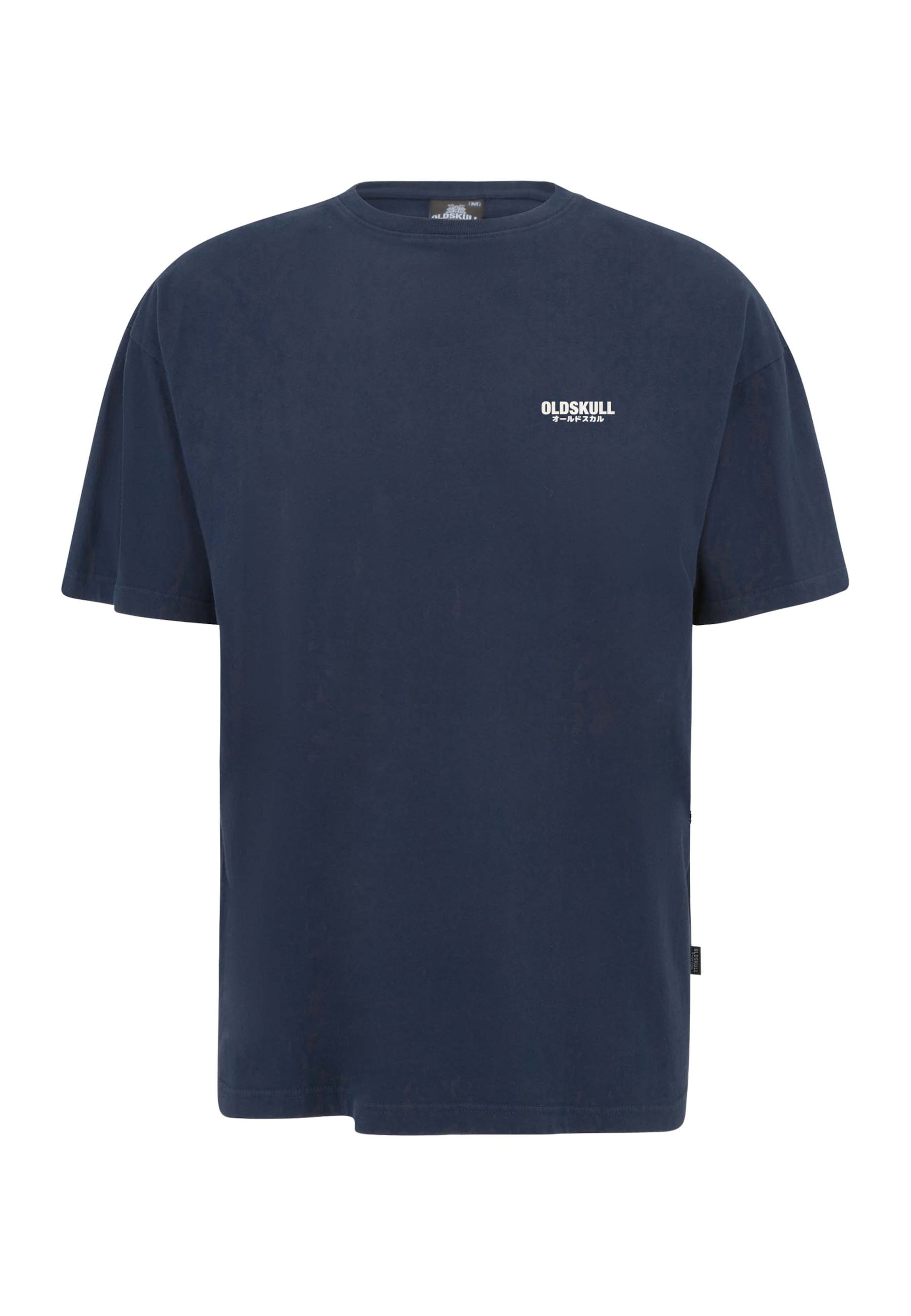 Oldskull T-Shirt 'Peach Dyed Basic Oldskull' in Blau: Vorderseite