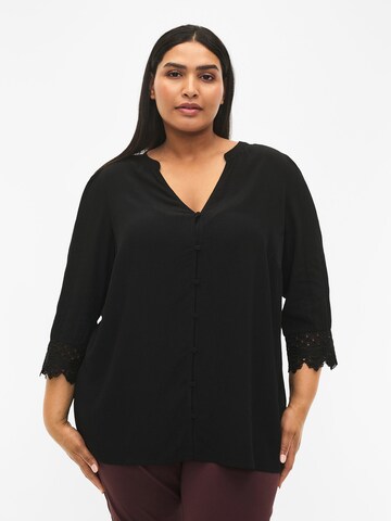 Camicia da donna 'MMISA' di Zizzi in nero: frontale