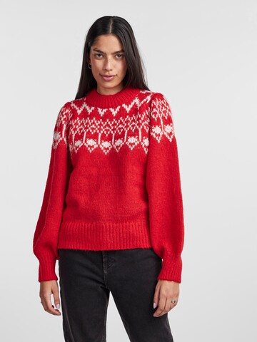 PIECES Sweter 'Nyla' w kolorze czerwony: przód