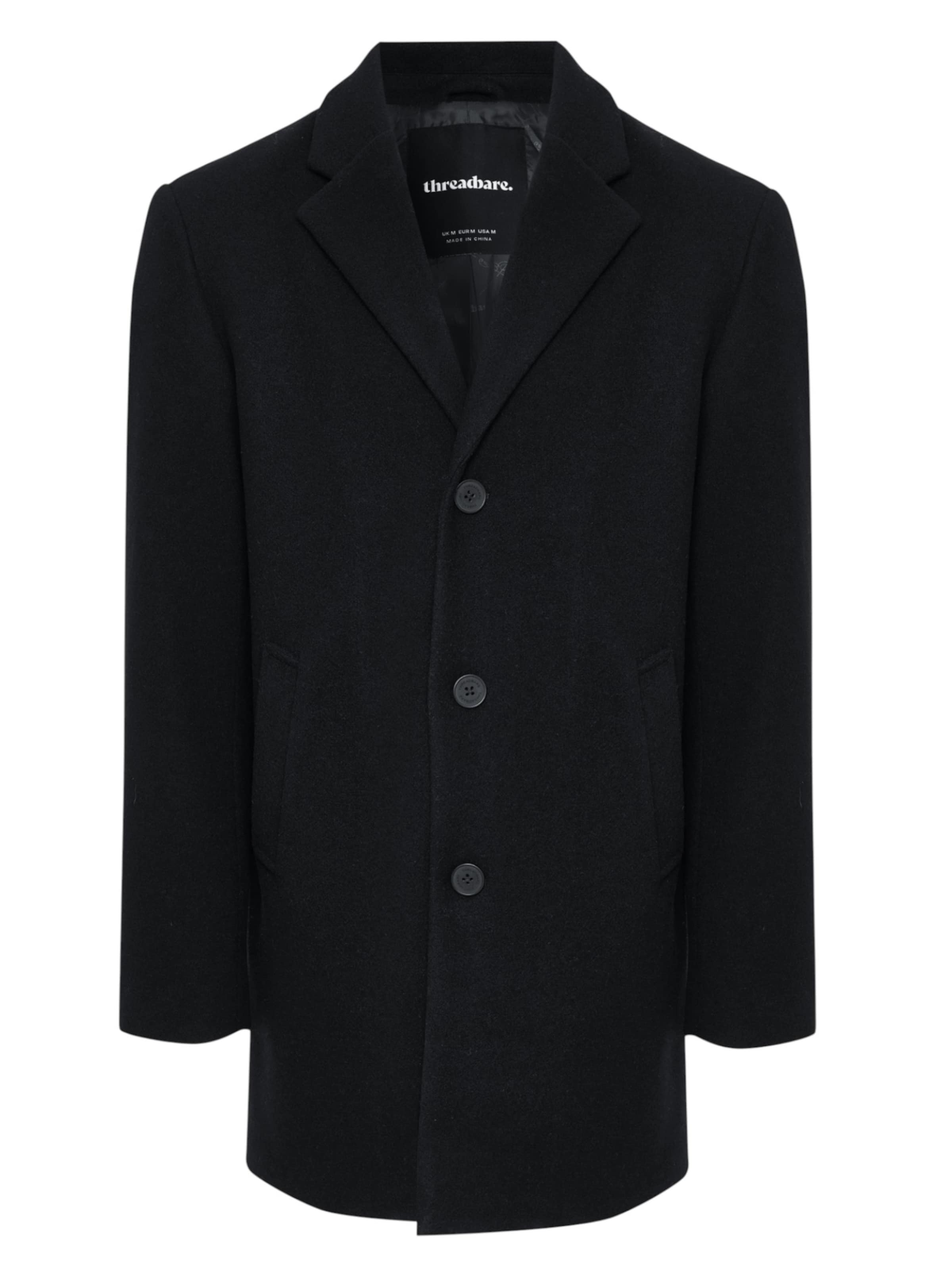 Threadbare Mantel 'Espino' in Schwarz: Vorderseite