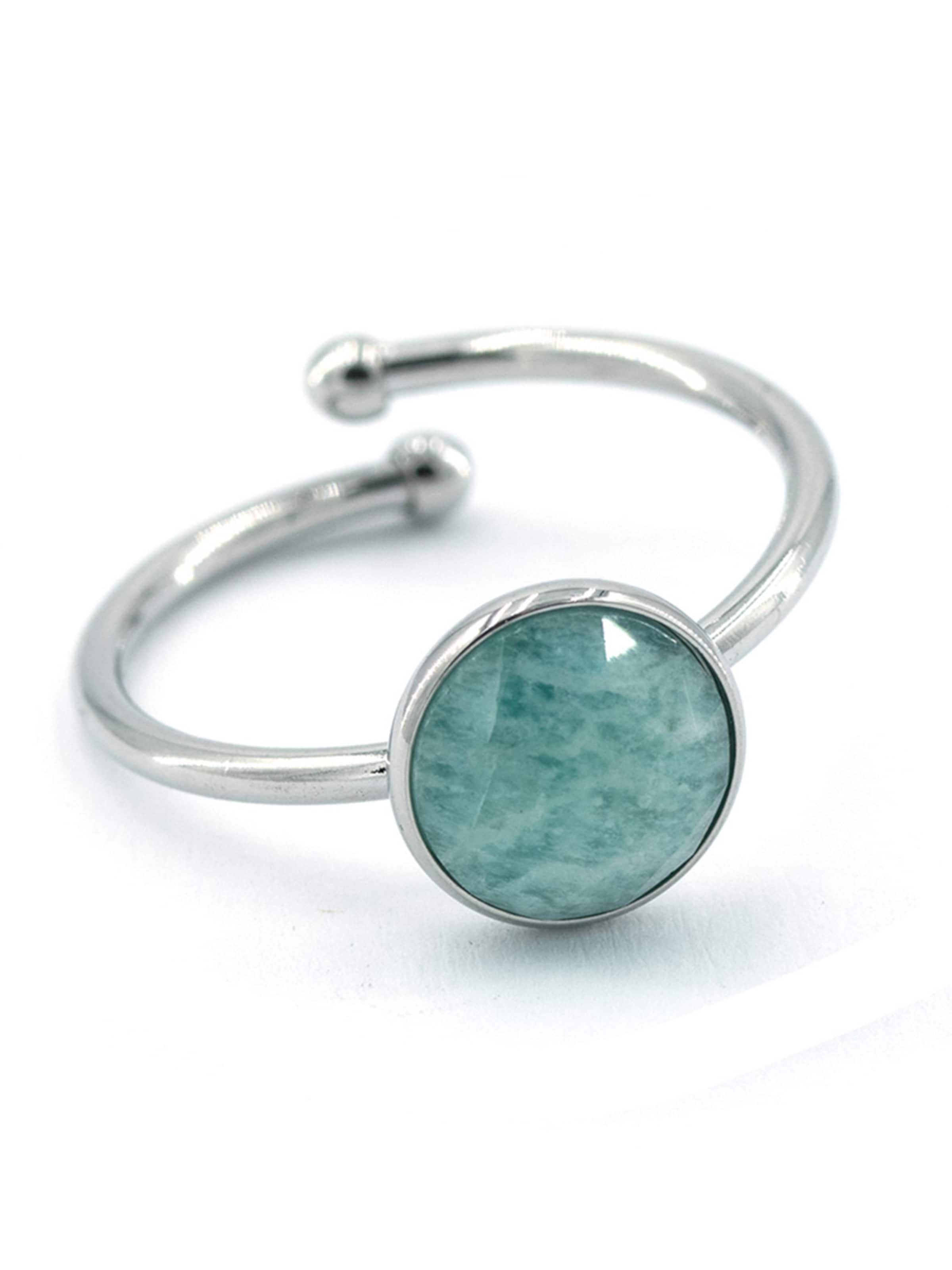 Sergio Engel Ring 'Beach Ring 01 Edelstahlring mit Naturstein-Cabouchon' in 50-60 in Mint, Item view