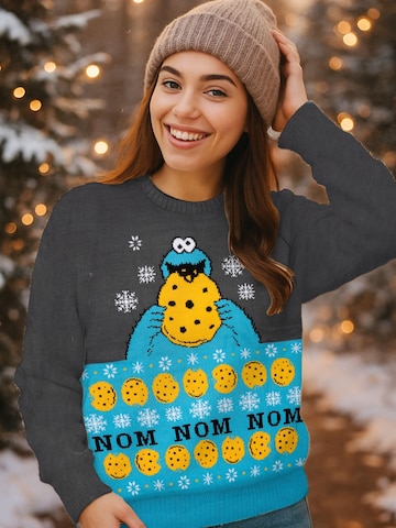 SESAMSTRASSE Pullover 'Weihnachtspullover Krümelmonster'‌‌‌‌‌‌ in Grau