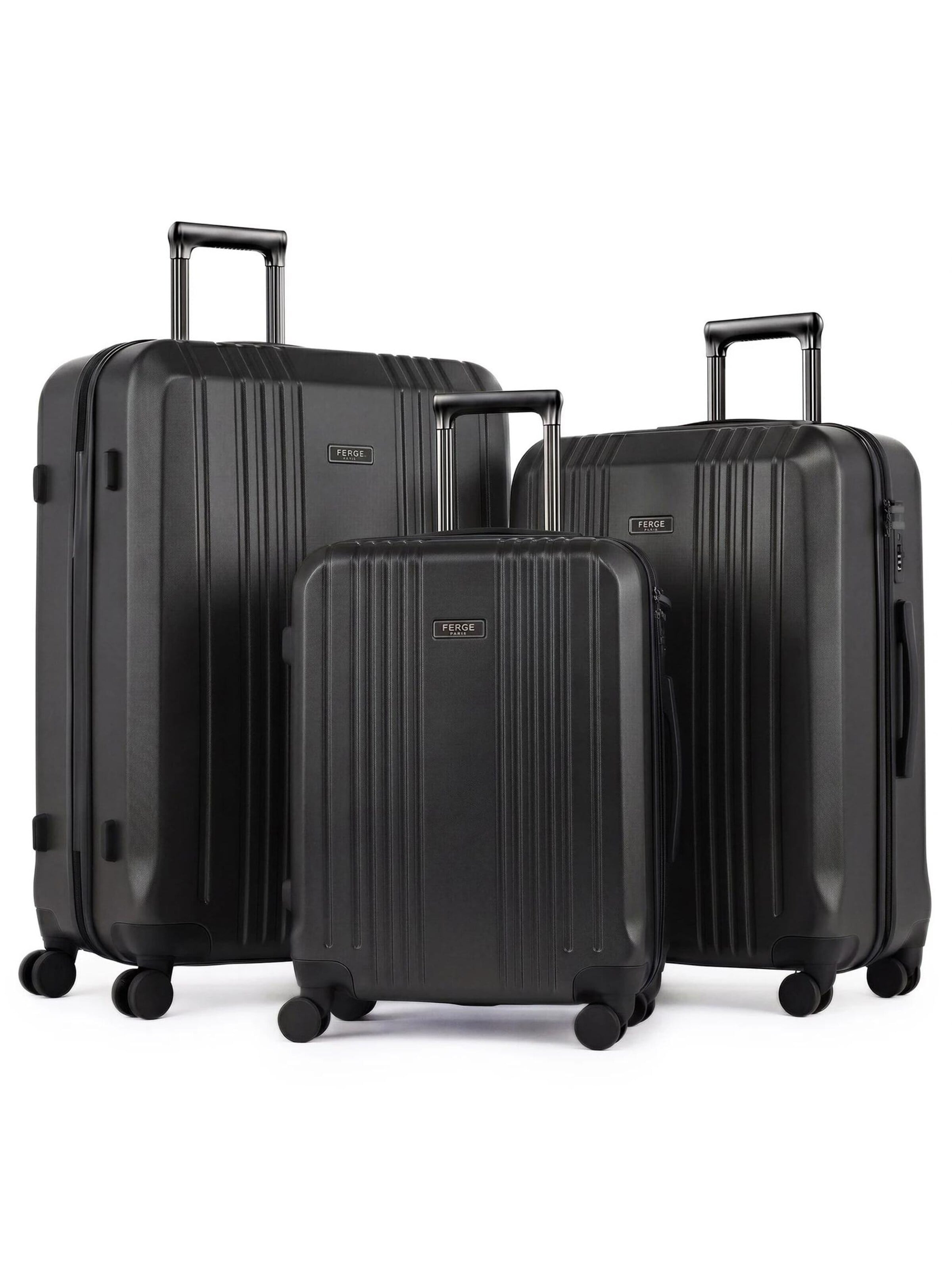 FERGÉ Suitcase Set '3-teilig Hartschale CANNES Trolley Set' in Black: front