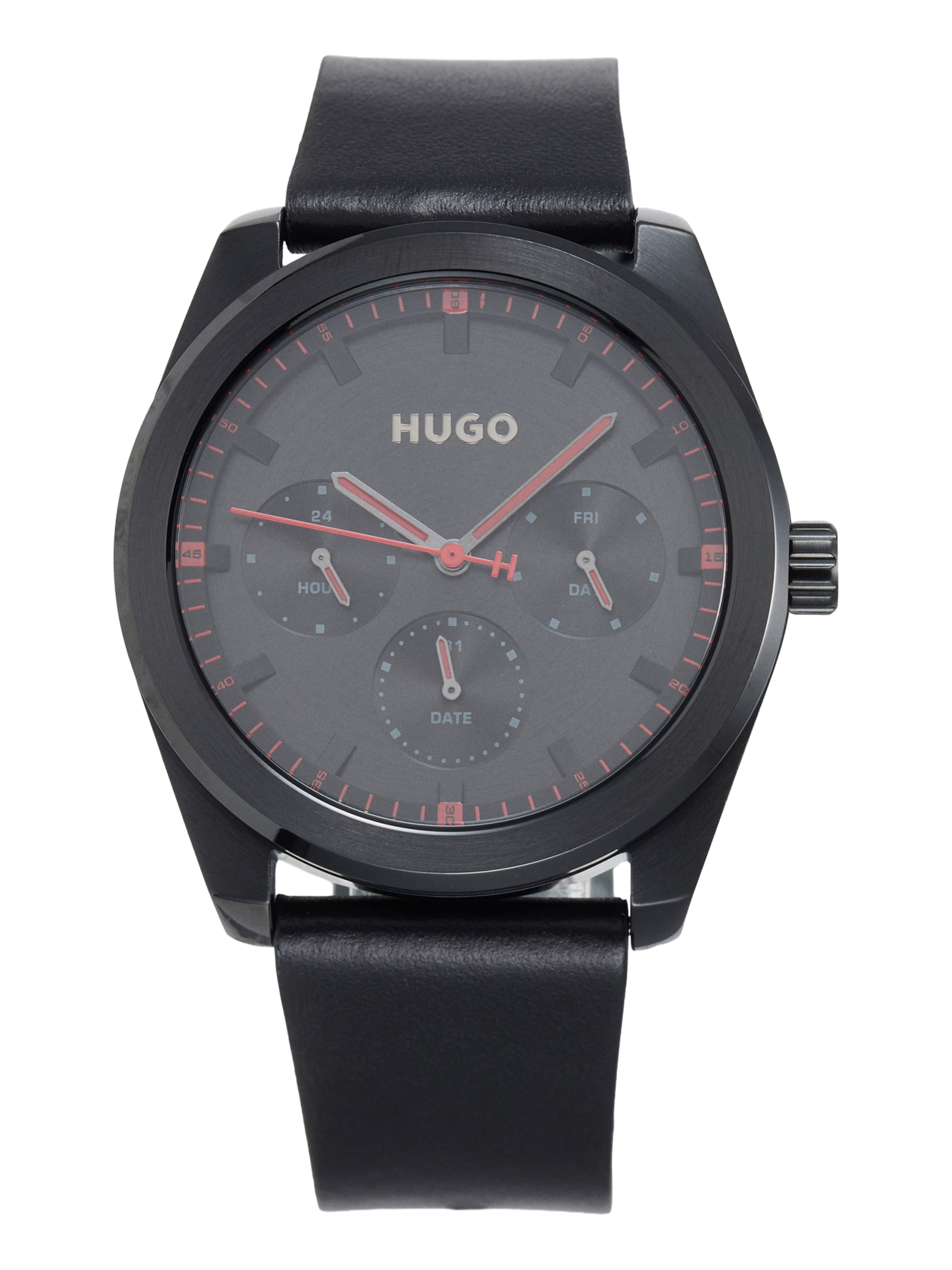 HUGO Uhr 'Bright Sport' in Schwarz: Vorderseite