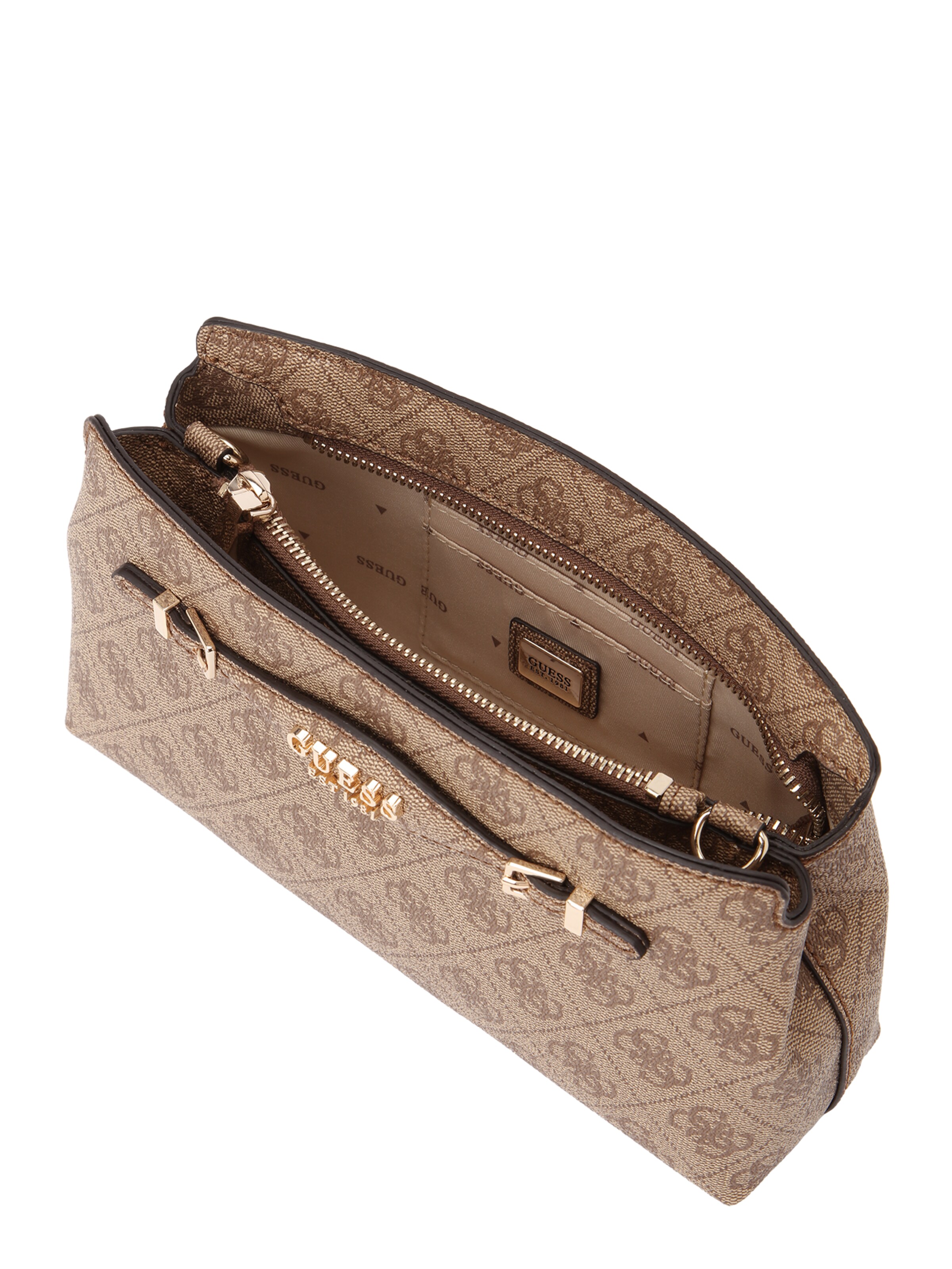 GUESS Τσάντα ώμου 'KATYA CROSSBODY TOP ZIP' σε καφέ
