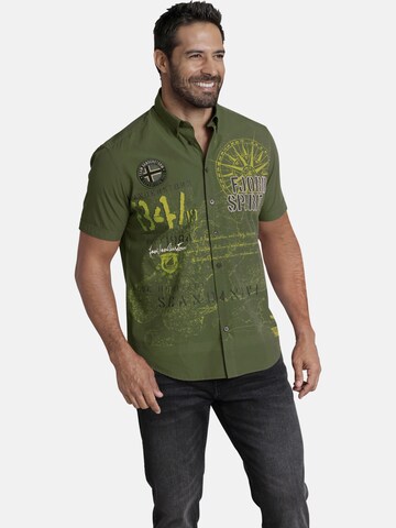 Jan Vanderstorm Comfort fit Button Up Shirt ' Christmar ' in Green: front