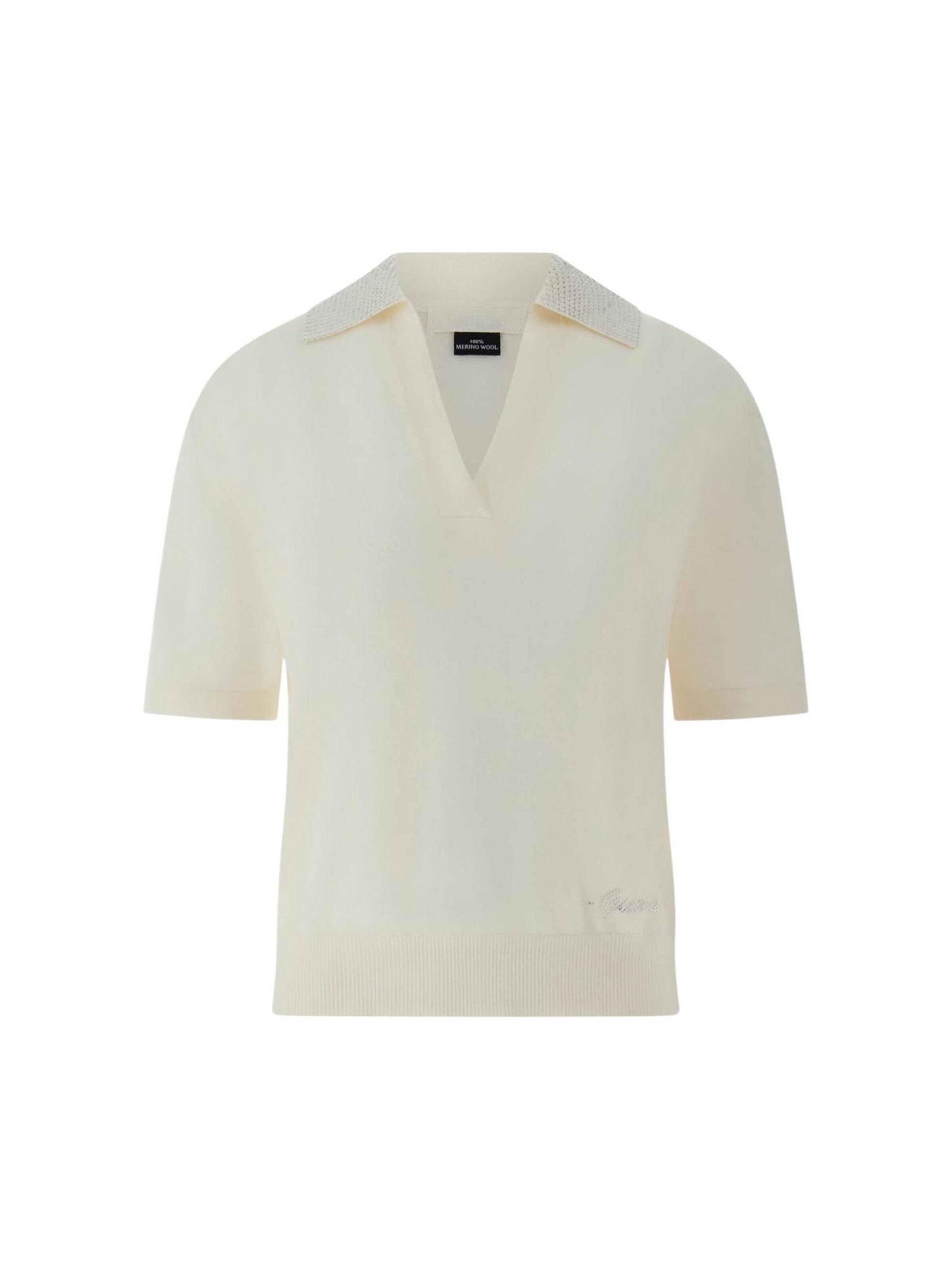 GUESS T-shirt 'SS RHINESTONES POLO STORMI SWT W6GR03 Z0583' en XS en ivoire, Vue avec produit