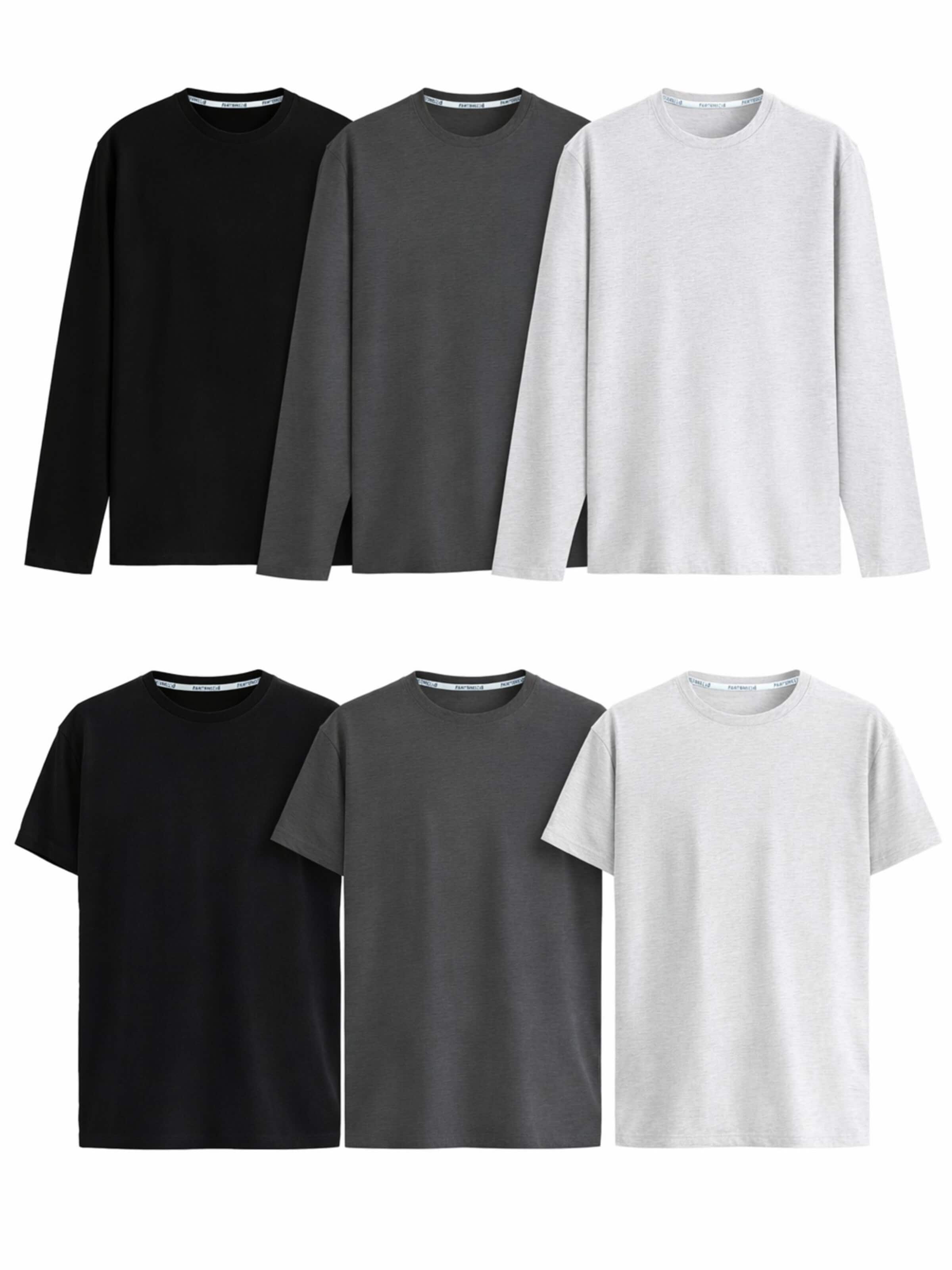 PANTONECLO Shirt 'Pantoneclo Men’s Crew Neck Short & Long Sleeve T-Shirt- 6 PCS'‌‌‌‌‌‌‌‌‌ in Mischfarben: Vorderseite
