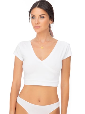 Evoni Top 'aus Baumwolle Bauchfrei' in White: front