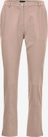 Goldner Regular Pleated Pants 'Anna' in Beige: front