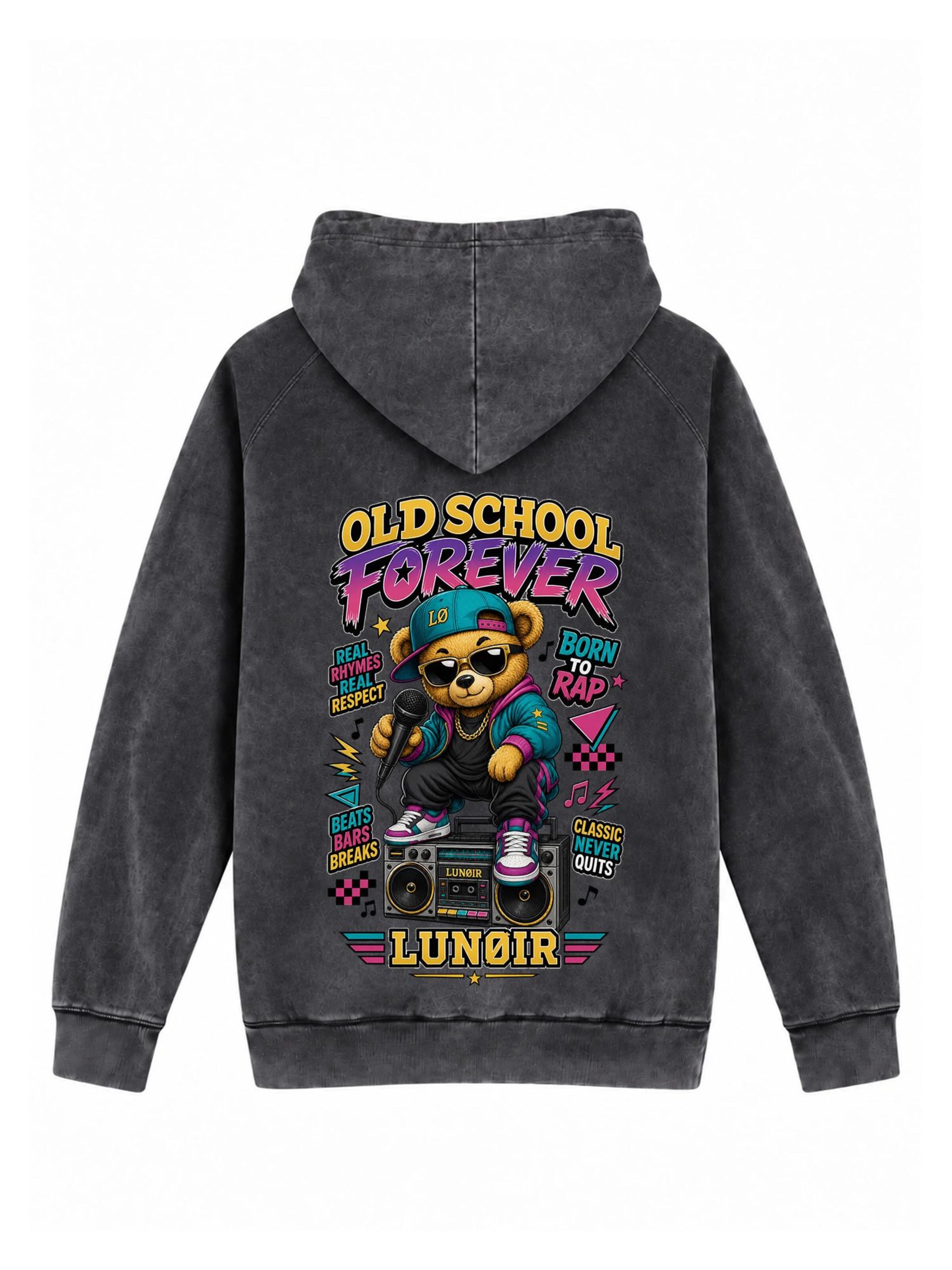 LUNØIR StudioSweater majica 'Old School Forever' - crna boja: prednji dio