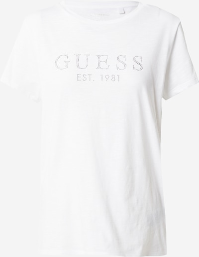 GUESS Μπλουζάκι 'Crystal Easy' σε ασημί / λευκό μελανζέ, Άποψη προϊόντος