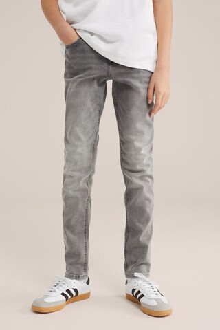 WE Fashion Слим Джинсы в Серый: спереди