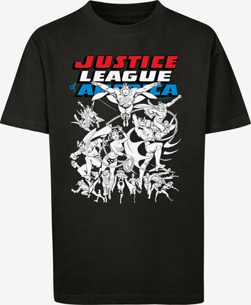 F4NT4STIC Shirt 'DC Comics Justice League Superhelden Mono Action Pose' in Zwart: voorkant