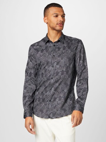 DRYKORN Slim fit Button Up Shirt 'Ruben' in Black: front