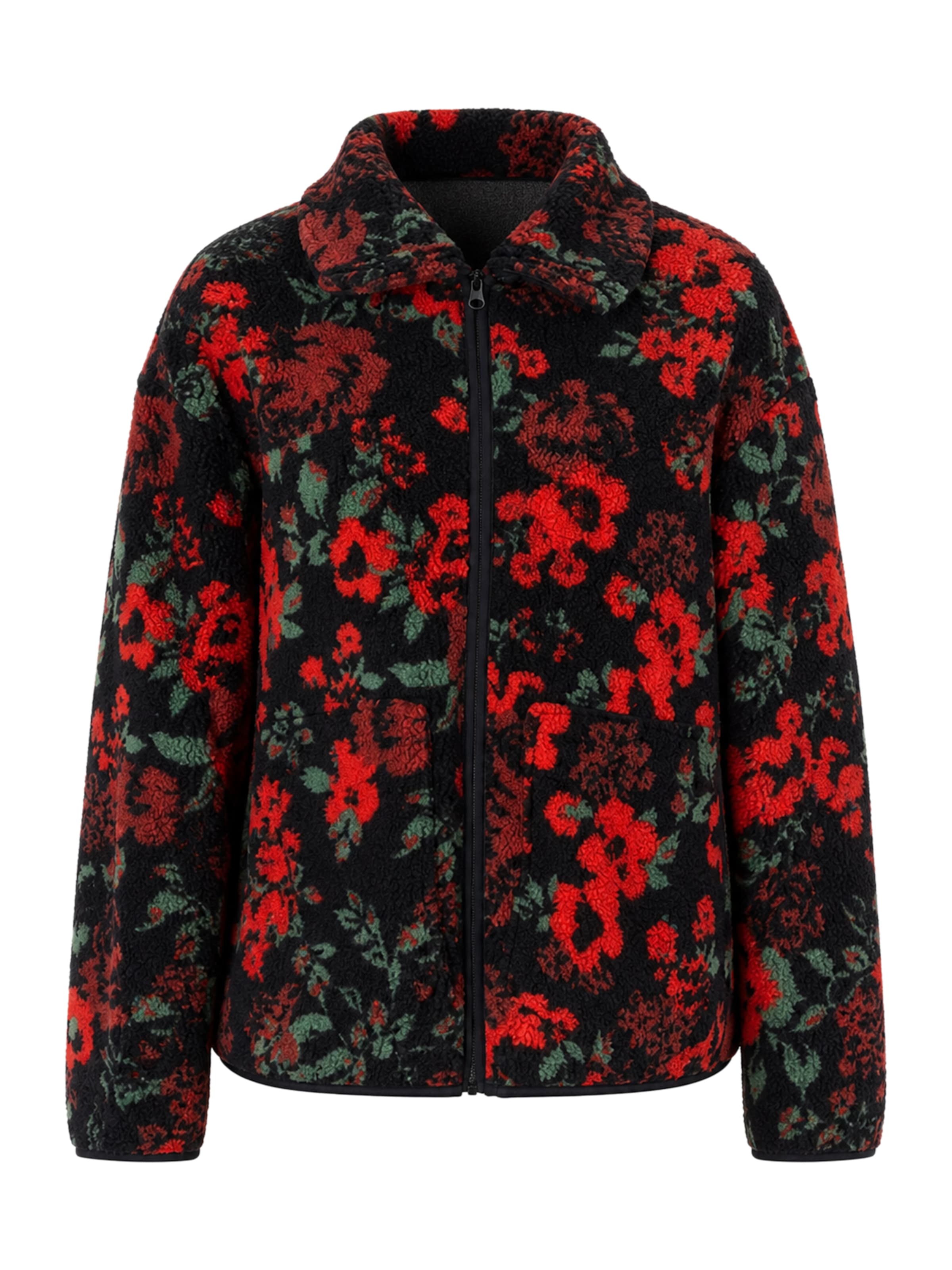 BRAVE SOUL Fleece jas in Zwart: voorkant