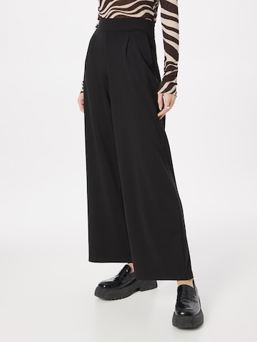 ICHI Wide leg Pleat-Front Pants 'Kate' in Black: front