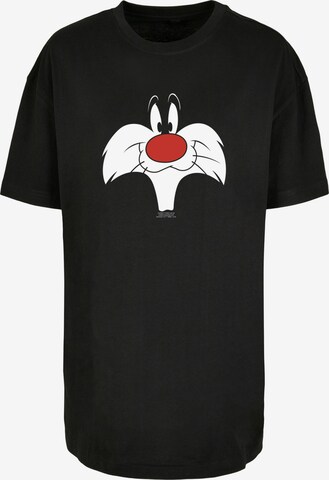 F4NT4STIC T-Shirt 'Looney Tunes Trickfilm Serie Cartoon Sylvester Big Face' in Schwarz: predná strana