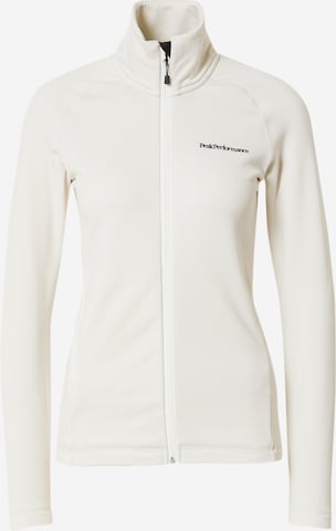 PEAK PERFORMANCE - Sudadera con cremallera deportiva en blanco: frente