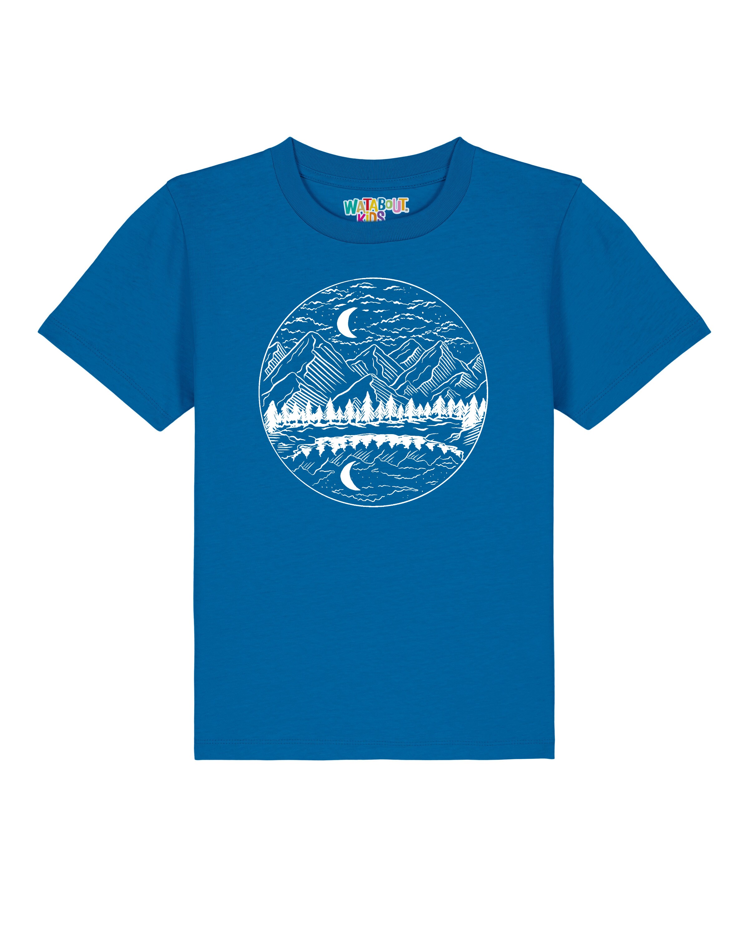 Maglietta 'Mountains by night' di watabout.kids in blu: frontale