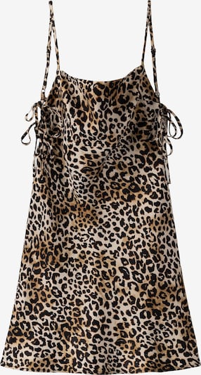 Bershka Šaty - béžová / tmavě hnědá / černá, Produkt