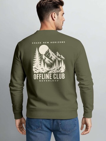 Neverless Sweatshirt 'Offline Club'‌‌ in Grün