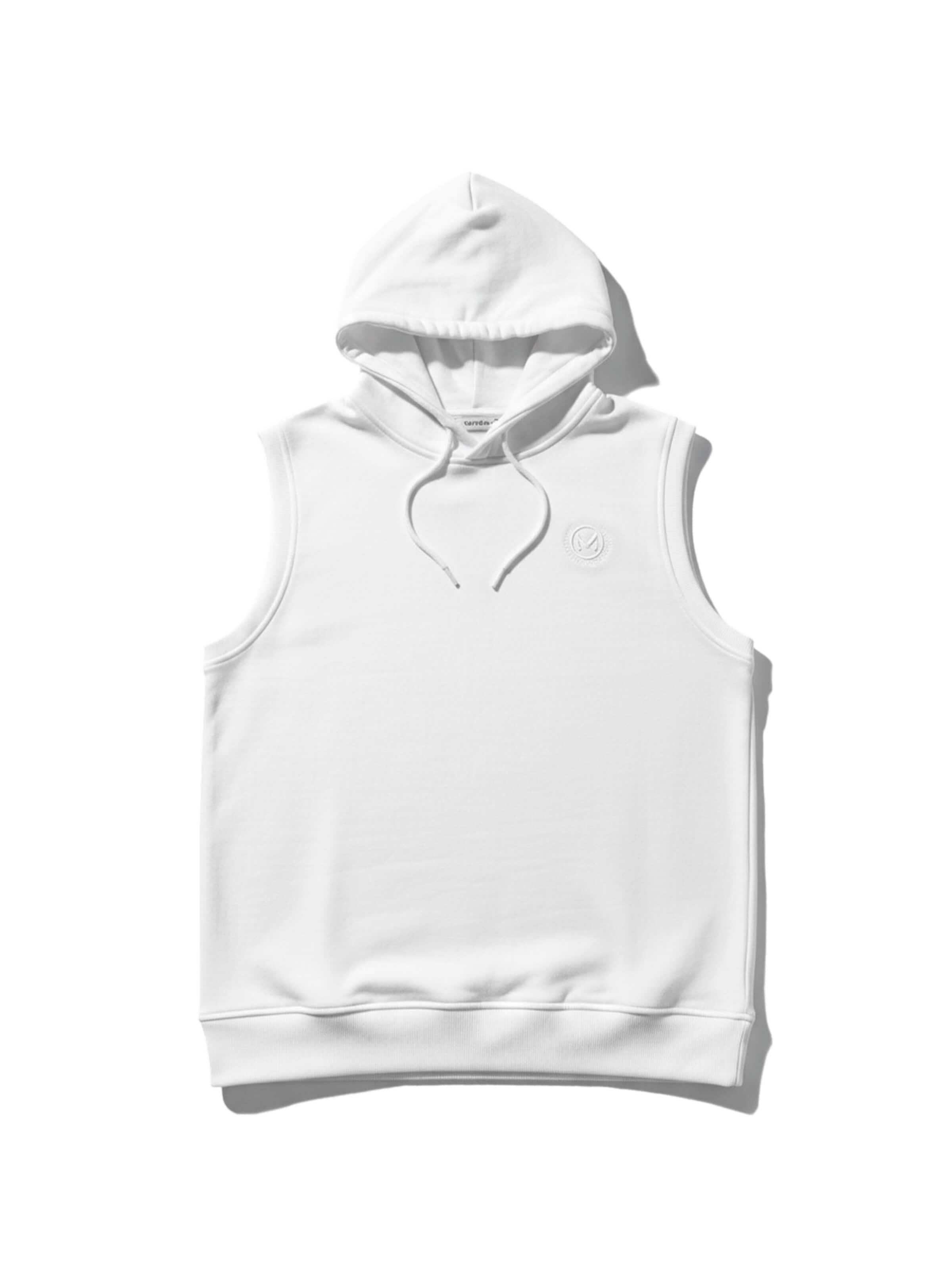 Felpa 'Loose Fit Sleeveless Hoodie - White' di Kleidermafia in bianco: frontale