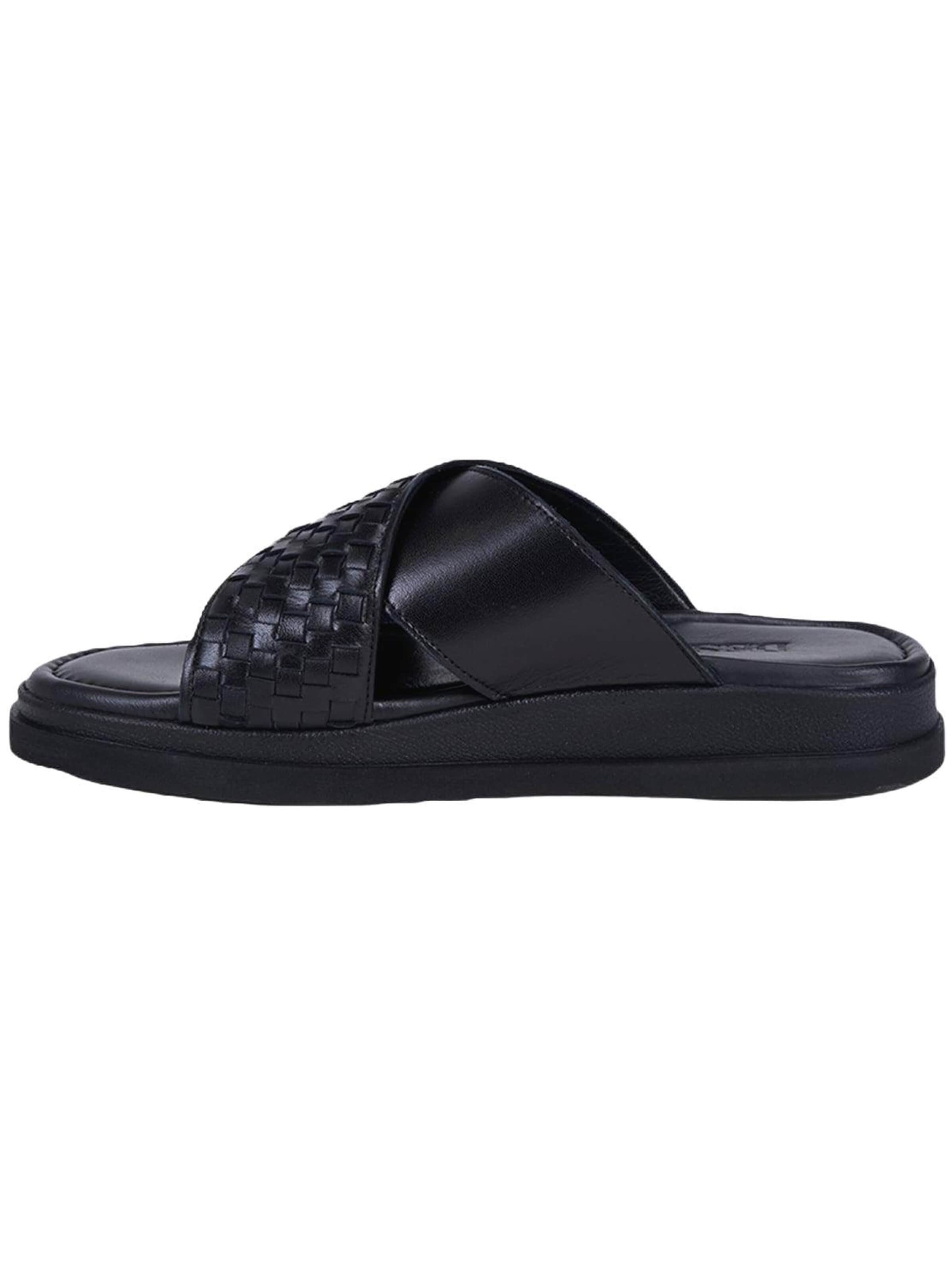 Desa - Zapatos abiertos 'DESA Herren-Pantoletten aus bedrucktem Leder mit gekreuztem Riemen' en negro