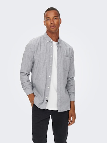 Only & Sons Regular fit Button Up Shirt 'Niko' in Grey: front