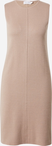 Calvin Klein - Vestido de punto en beige: frente