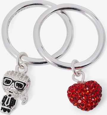 Karl Lagerfeld Jewelry Set ' Ikonik Pave Heart' in Silver: front
