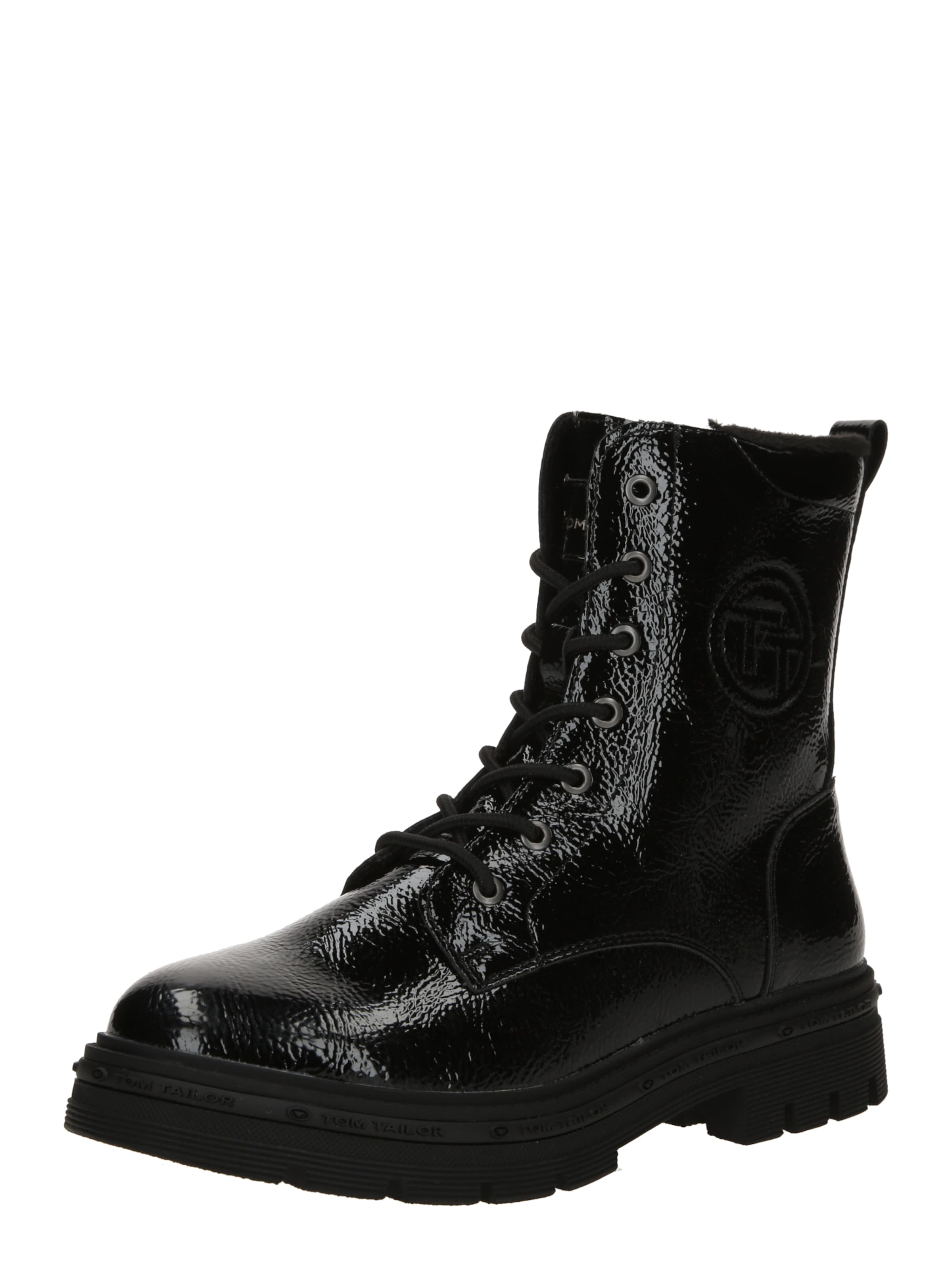 TOM TAILOR Veterlaarsjes in Zwart: voorkant