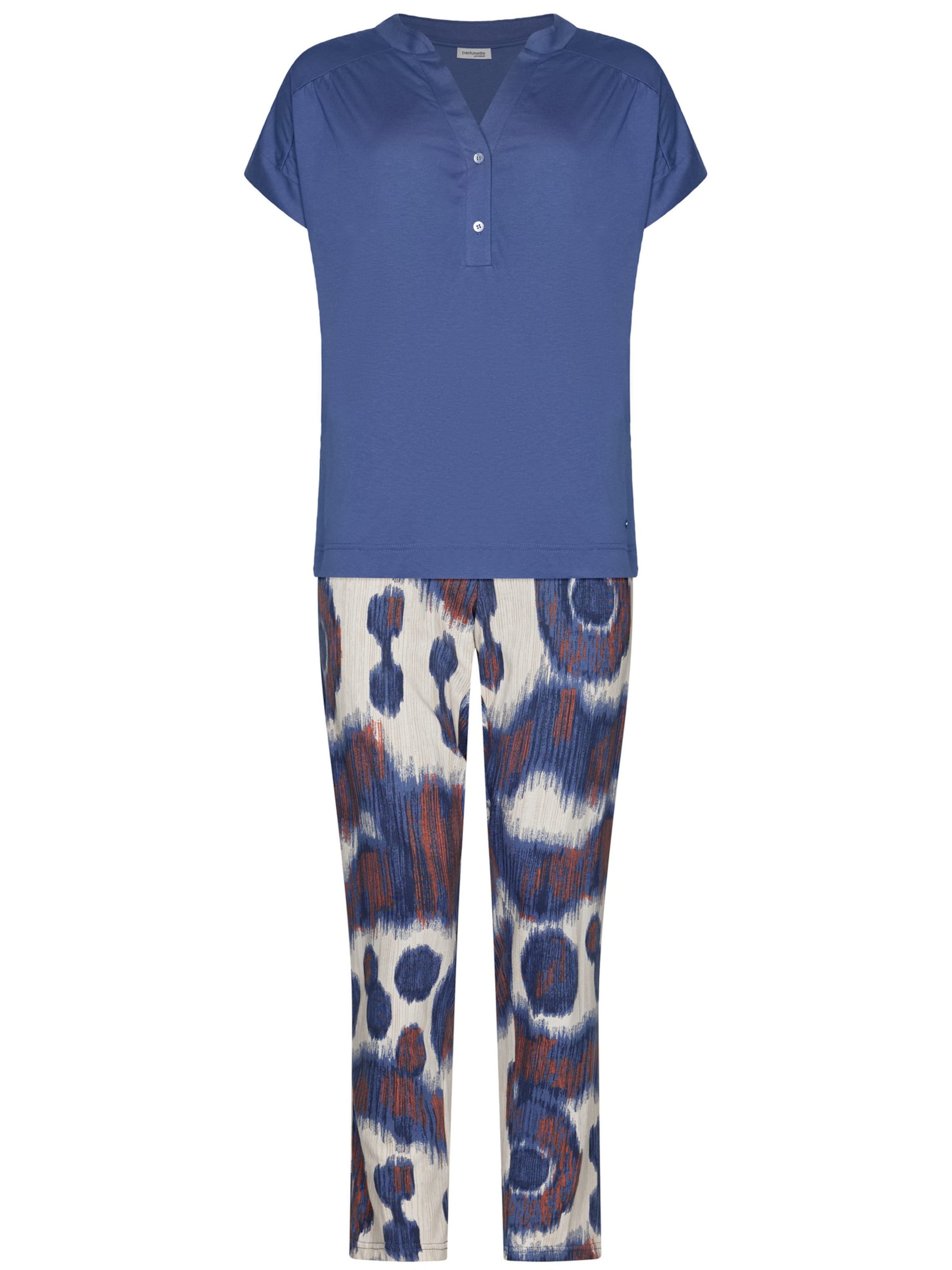 Pastunette Pajama 'Pyjama with buttons' in Blue: front