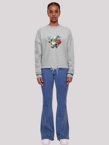 F4NT4STIC Sweatshirt 'Gnom Frühling Blumen Schmetterling' in Grijs