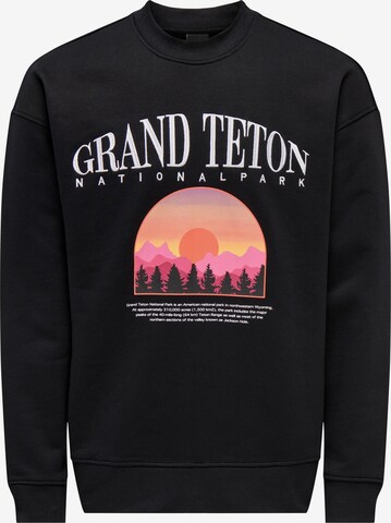 Only & Sons Sweatshirt 'BOSTON' in Black: front