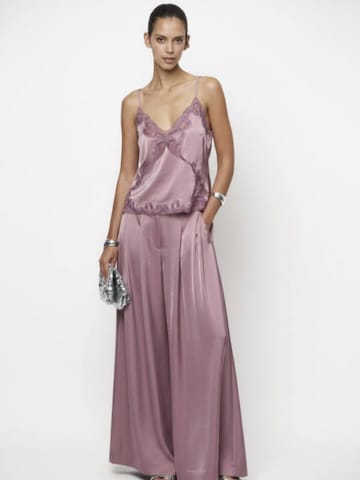 Dante°6 Wide leg Παντελόνι 'Dante6-Onique wide leg Satinhose' σε λιλά: μπροστά