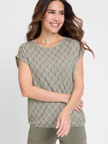 Olsen Shirt mit Gummizug am Saum in Grün: Vorderseite